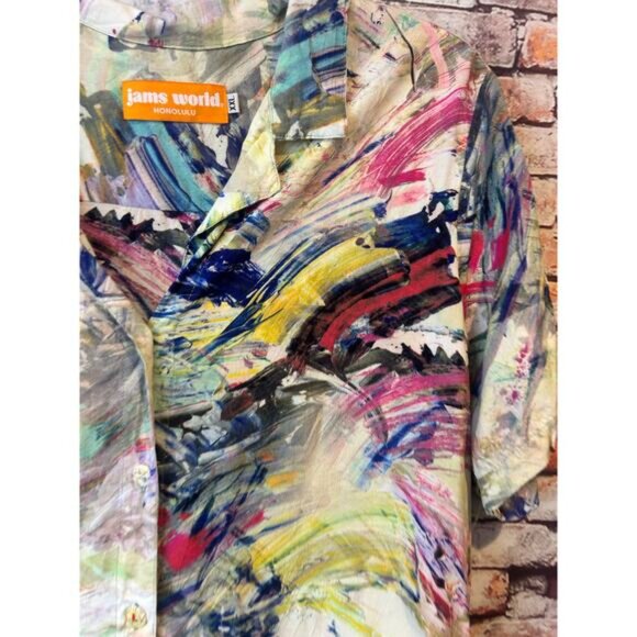 Jams World Honolulu short sleeve color dance shirt button up women's size XXL - Picture 2 of 6